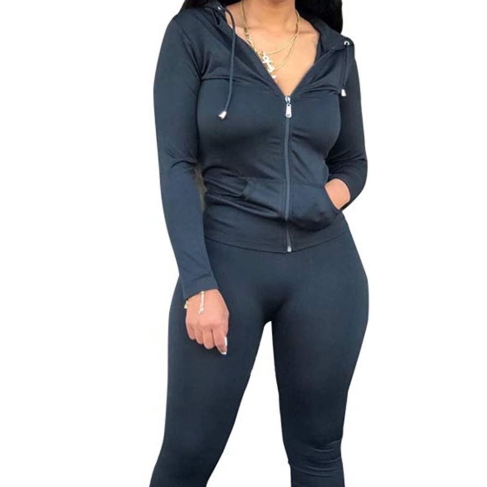 All black sweatsuit